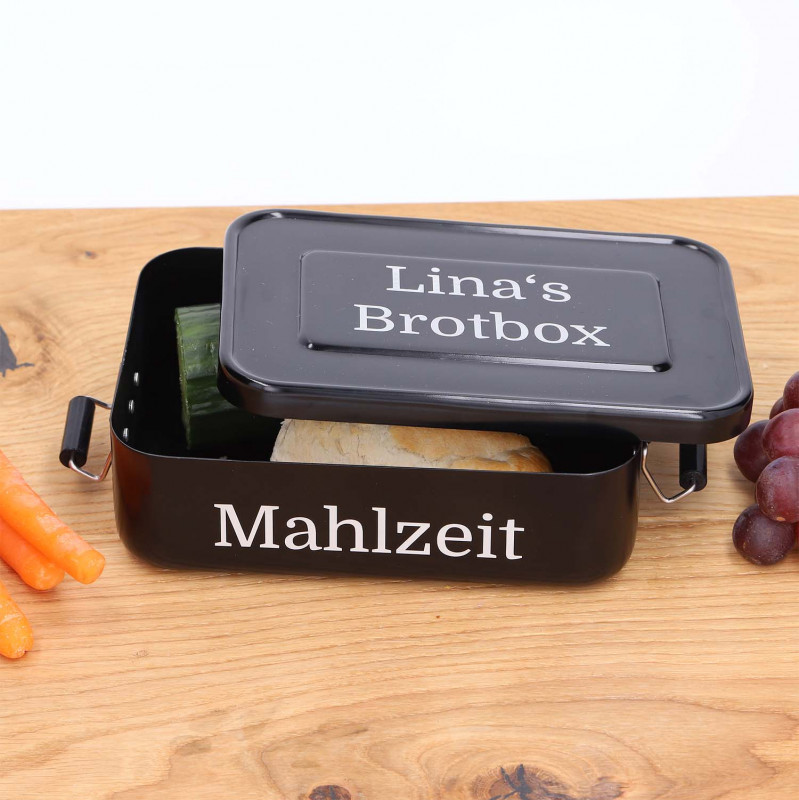 Lunchbox aus Aluminium mit Gravur „Schwarz“