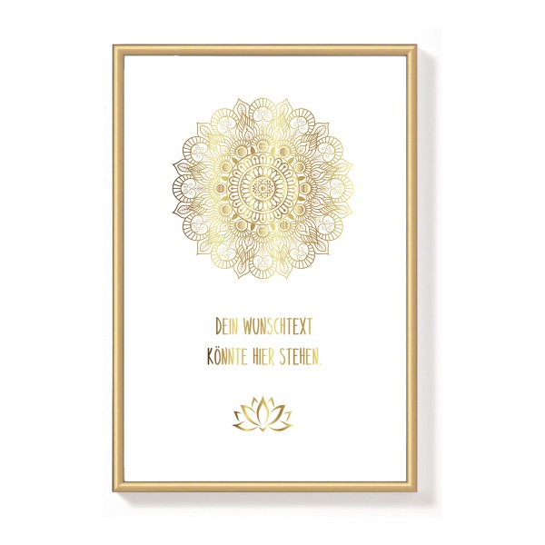 Personalisiertes Poster GOLD GLÄNZEND "Mandala" mit Wunschtext - Kunstdruck DIN A3 / DIN A4