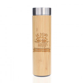Deluxe Isolierflasche mit Gravur aus Bambus