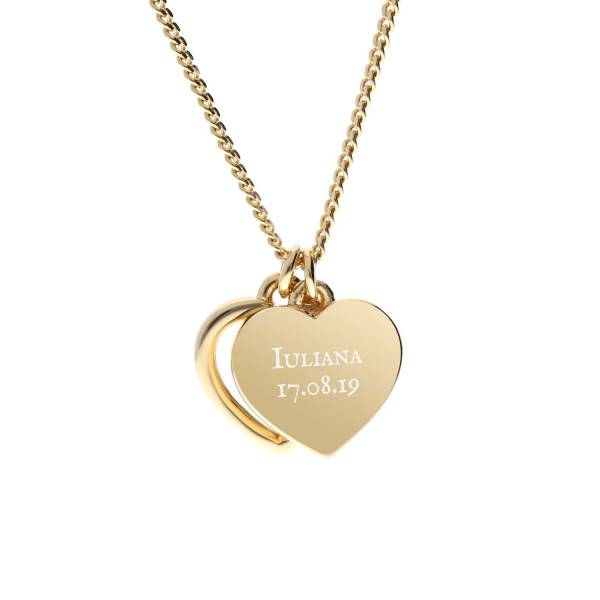 Herz Halskette mit Anhängern und Gravur in gold – 925 Silber vergoldet