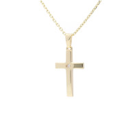 Anhänger „Kreuz“ mit Gravur und Zikronia in gold – 333er Gold