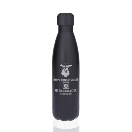 Edelstahl Trinkflasche mit Gravur „Black“ (500 ml)