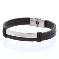 Lederarmband mit Gravurfläche in silber (22cm)