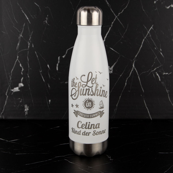 Trinkflasche mit Gravur aus Edelstahl „Weiß“ (500 ml)