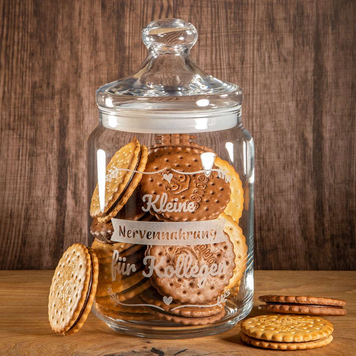 Keksglas mit Gravur: personalisiert, groß (2 Liter)