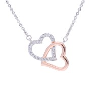 Halskette „Herzen“ in silber und roségold mit Zirkonia – 925 Silber vergoldet