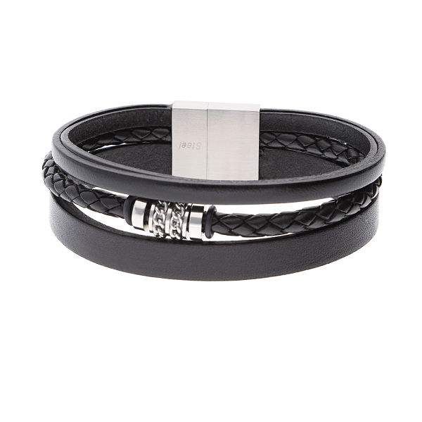 Schwarzes Lederarmband „Piura“ (21cm)