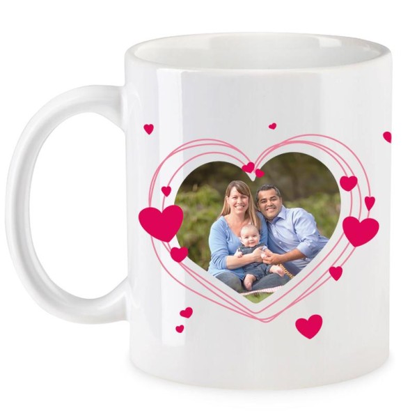 Tasse mit Namen und eigenem Bild - Tasse bedrucken lassen individuell mit Fotoupload \"Herzen\"