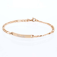 Armband mit Gravur und Figarokette in roségold (21 cm)