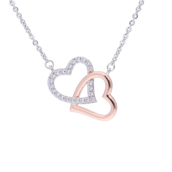 Halskette „Herzen“ in silber und roségold mit Zirkonia – 925 Silber vergoldet