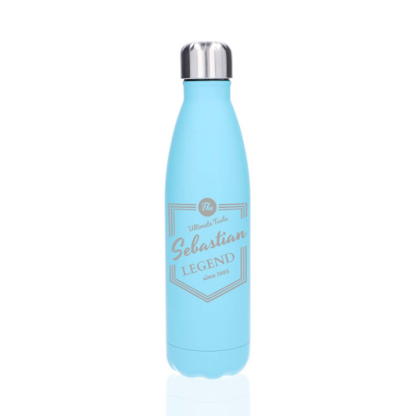 Edelstahl Trinkflasche mit Gravur „Light Blue“ (500 ml)