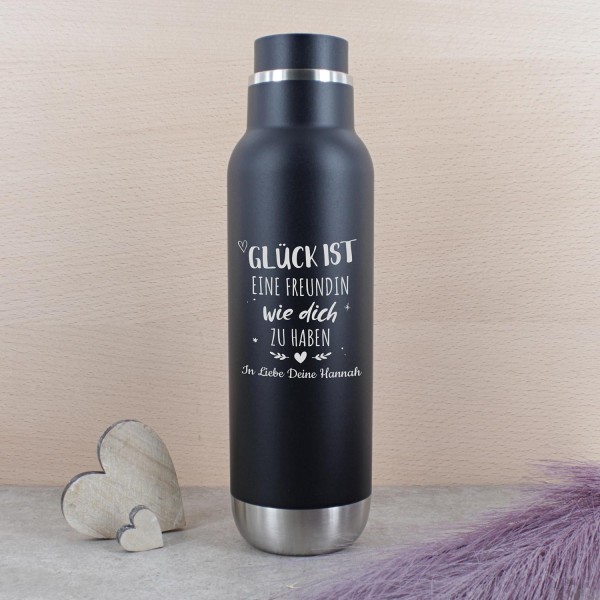 Edelstahl Thermo-Trinkflasche \"Click\" matt schwarz 750ml