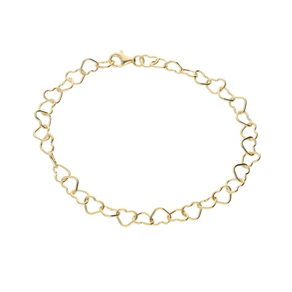 Fußkette „Hearts“ in gold – 925 Silber vergoldet (Flexible Größe)