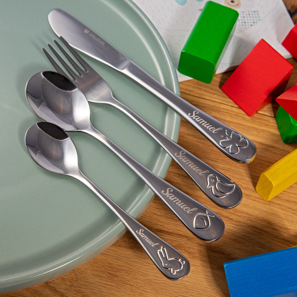 Kinderbesteck mit Tiermotiven und Namensgravur