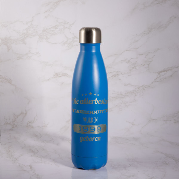 Trinkflasche mit Gravur aus Edelstahl „Blau“ (500ml)