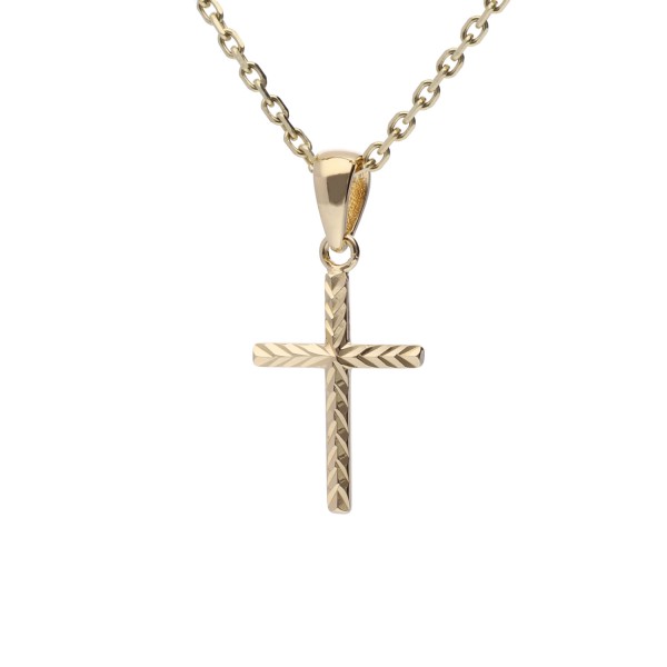 Anhänger "Kreuz" diamantiert mit Gravur in gold – 925 Silber vergoldet