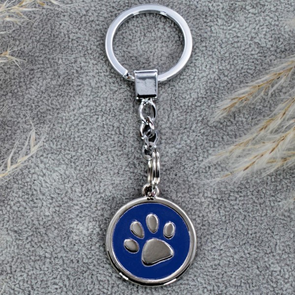 Schlüsselanhänger Hundemarke Rund - Farbe: Blau