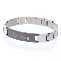 Edelstahl Armband mit Gravur für Männer in silber/schwarz (21cm)