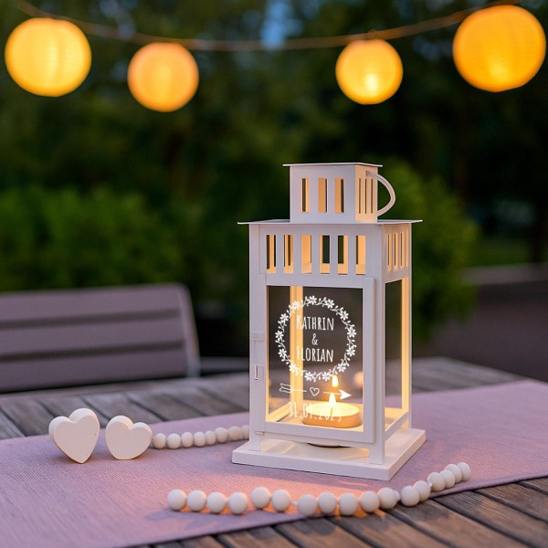 Deko-Laterne Klein für Teelichter in Weiß