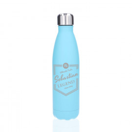 Edelstahl Trinkflasche mit Gravur „Light Blue“ (500 ml)