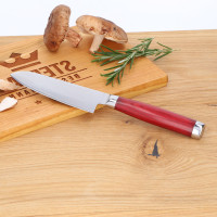 Damaszener Santokumesser mit Pakkawood Griff – 17,5 cm Klinge