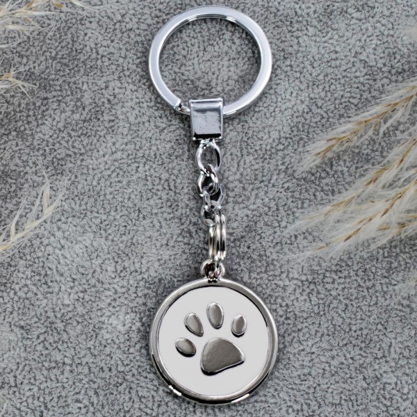 Schlüsselanhänger Hundemarke Rund - Farbe: Weiß