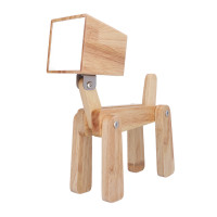 Tischlampe „Dog Charlie“ aus Holz mit Touchsensor