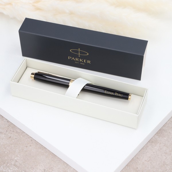 PARKER Füller mit Gravur – IM Black Lacquer G.C.