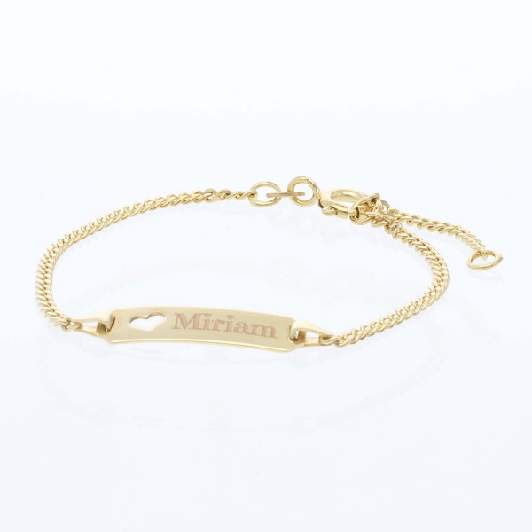Kinderarmband mit Gravur „Herz“ – 333er Gold (14cm)