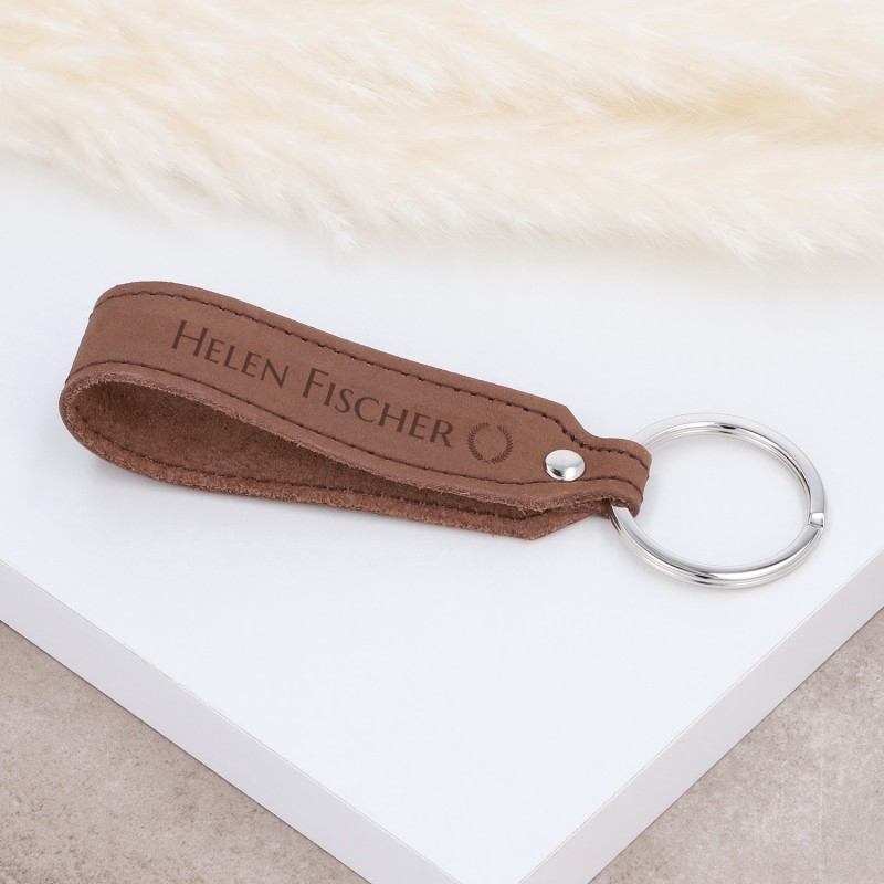 Schlüsselanhänger aus Leder mit Gravur – „Brown“