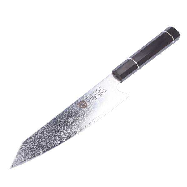 Damaszener Küchenmesser mit Hartholz Griff – 21 cm Klinge