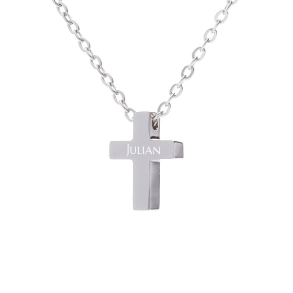 Halskette "Cross" mit Gravur in silber