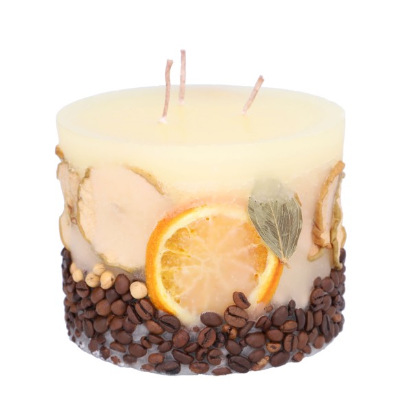 Große Duftkerze mit Früchten in creme – Vanille
