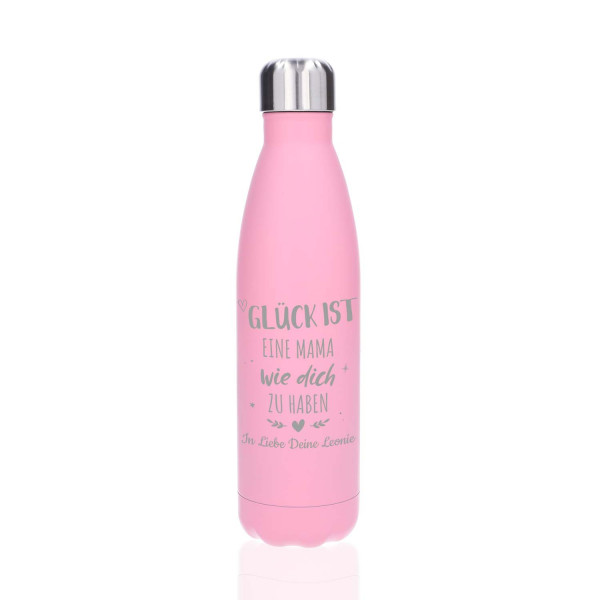 Edelstahl Trinkflasche mit Gravur „Pink“ (500 ml)
