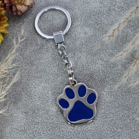 Schlüsselanhänger Hundemarke Pfote - Farbe: Blau