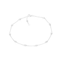 Fußkette mit ovalen Kugeln – 925 Silber (23–25 cm)