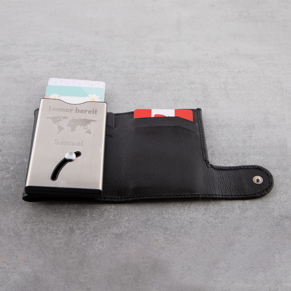 Personalisiertes Portemonnaie mit Gravur (mit Kartenschieber)