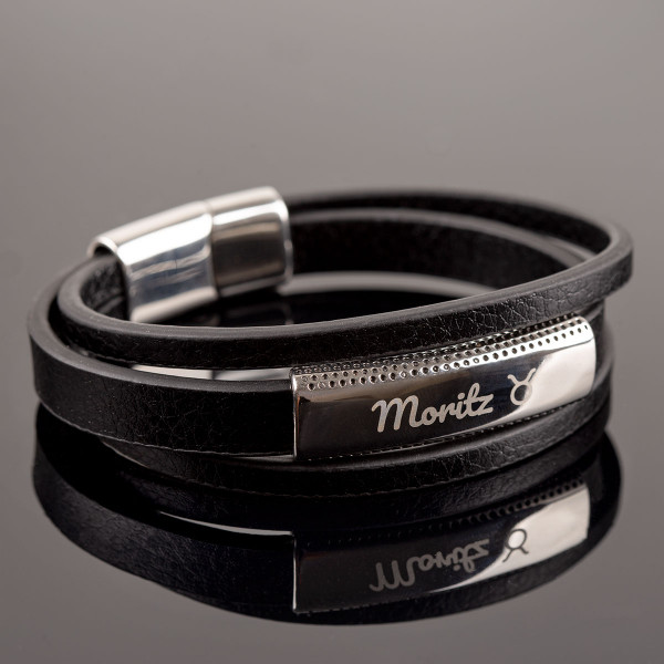 Lederarmband mit Gravurfläche in silber (21 cm)