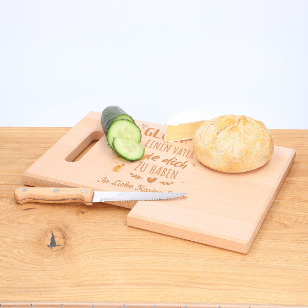 Frühstücksbrettchen mit Gravur und Messer