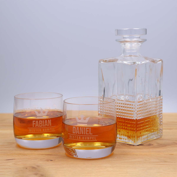 Whiskyglas Set mit Dekanter und Gravur