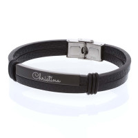 Lederarmband mit Gravurfläche in schwarz (22cm)