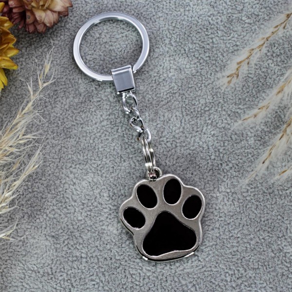 Schlüsselanhänger Hundemarke Pfote - Farbe: Schwarz