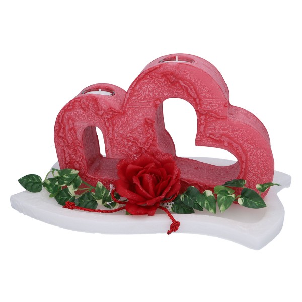 Kerze „Herz in Herz“ mit Rose