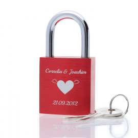 Liebesschloss in Rot (mit Gravur) Liebesschloss in Rot (mit Gravur)
