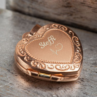 Herz Medaillon mit Gravur in roségold – 925 Silber vergoldet
