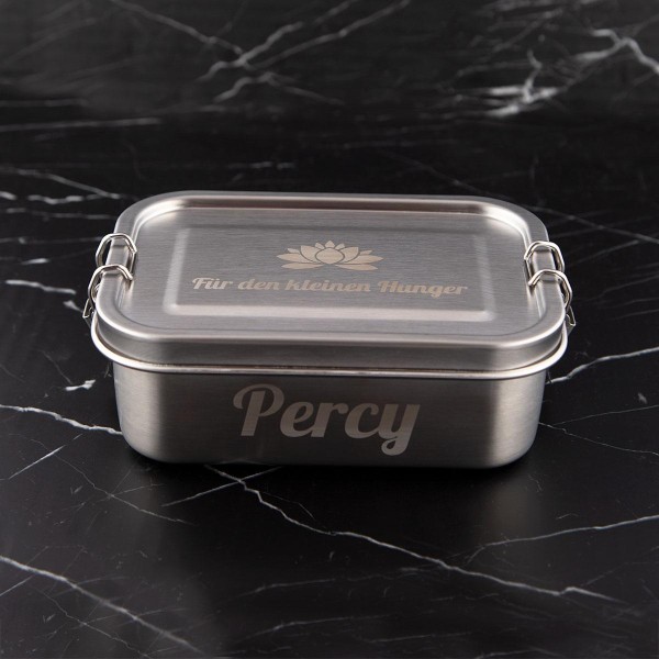 Lunchbox aus Aluminium mit Gravur „Silber“