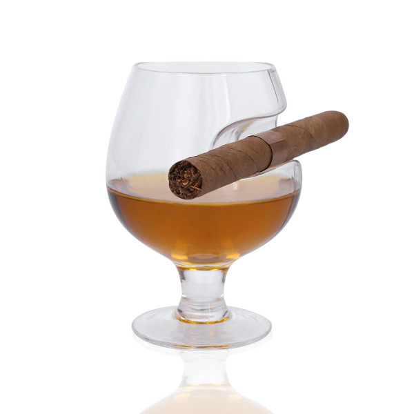 Cognac Glas mit Zigarrenablage