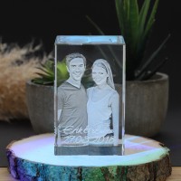 3D Glasfoto - Glaskristall mit Gravur "Classic" vertikal