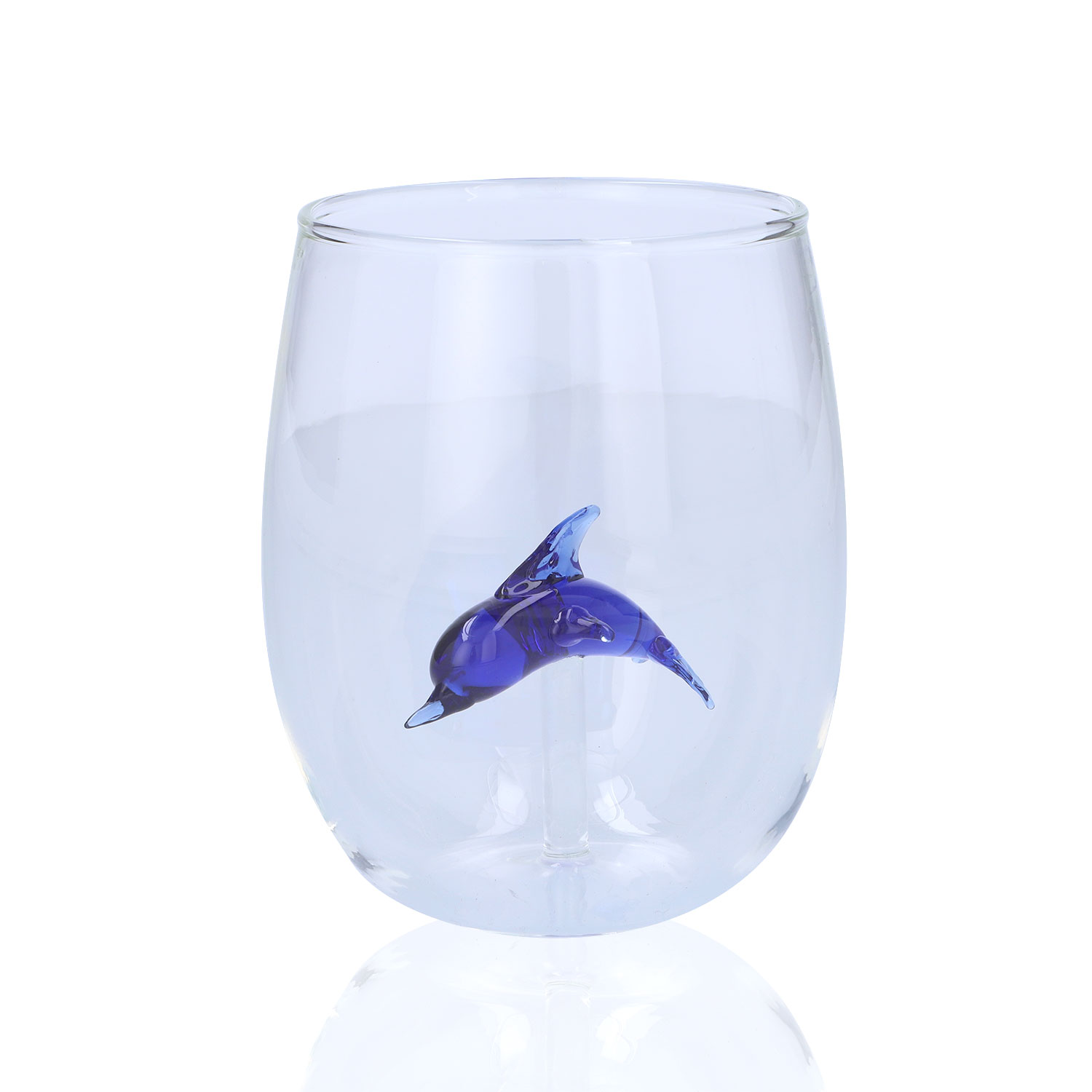 Schönes Trinkglas mit Delfinen Delfin Echt Handgeschliffen 
