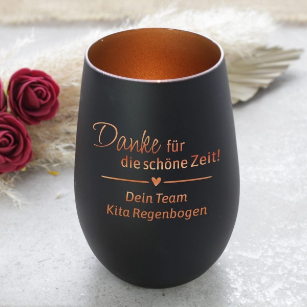 Windlicht mit Gravur - Farbe: Schwarz-Bronze